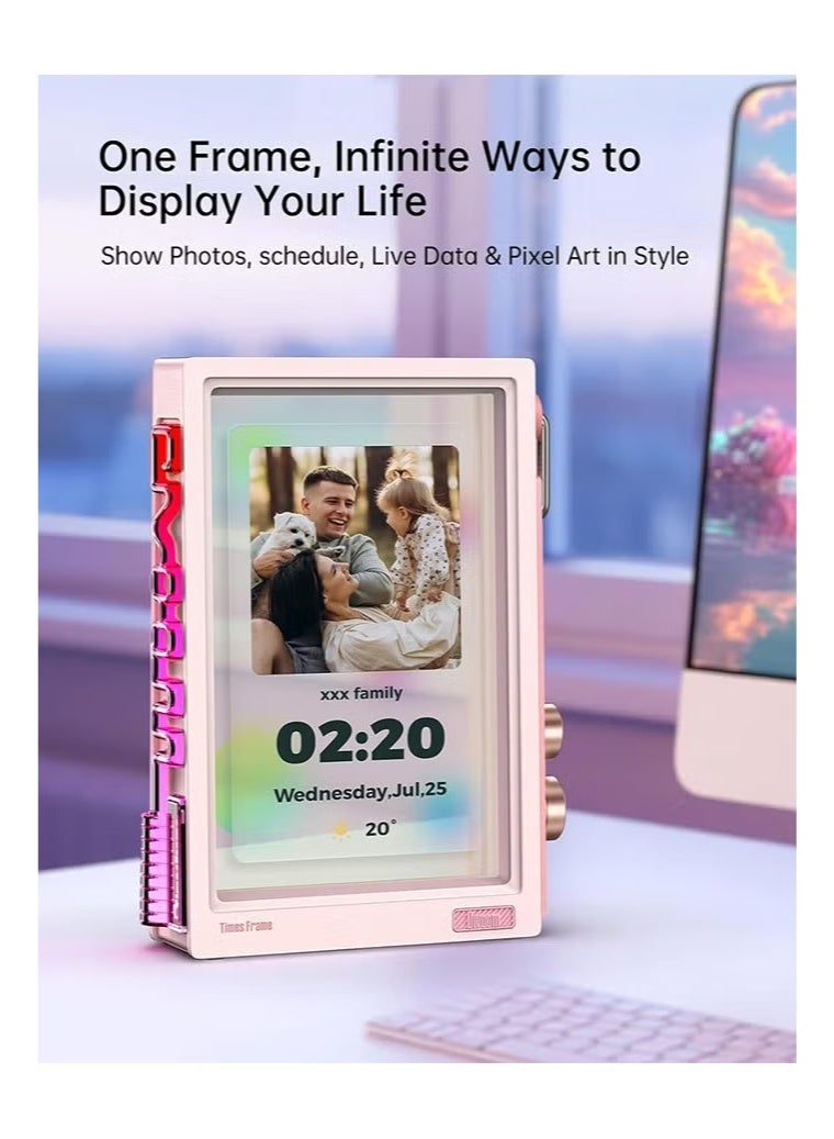 Divoom Times Frame-10.1" Digital Picture Frame Transparent IPS Smart Linux OS with RGBLED Rotary Knob WiFi 64GB 400+Clock Faces Widget 50+API Feeds Gift Mode Pixel Art Community Personalized Display - Image 2